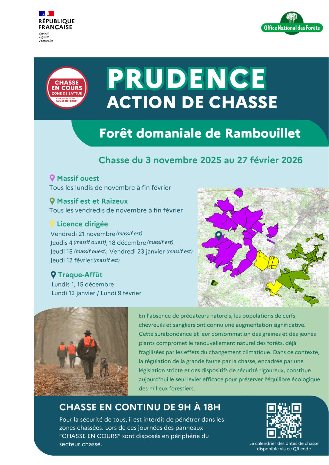 Affiche chasse domaniale ONF massif RAMBOUILLET