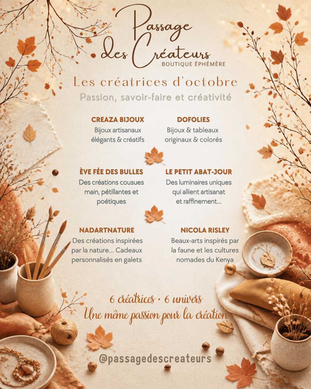 Passage des Créateurs : Nos créateurs d'octobre : passion, savoir-faire et créativité.