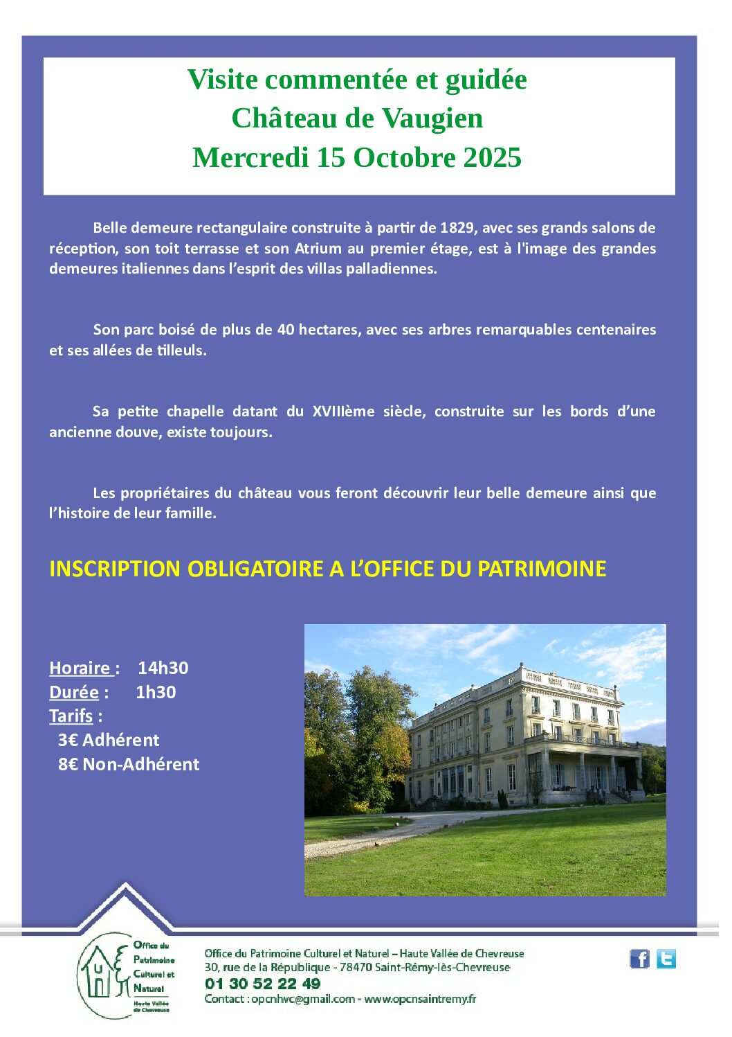 Visite du Château de Vaugien le 15 octobre 2025