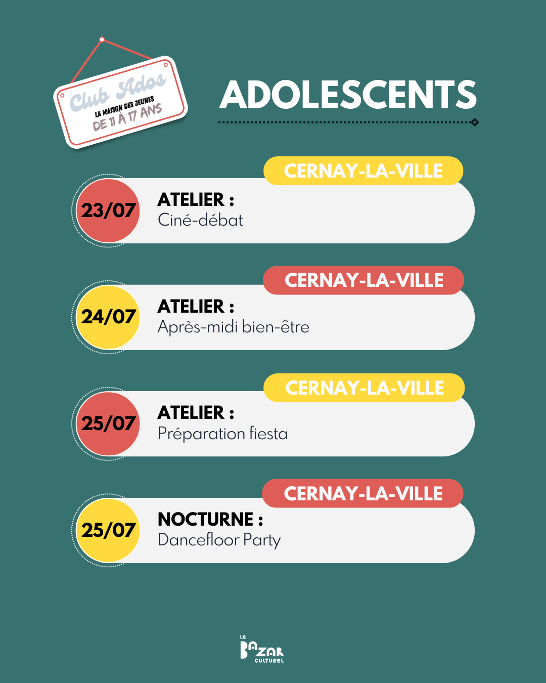 ClubAdos Programme Semine du 23Juillet2025
