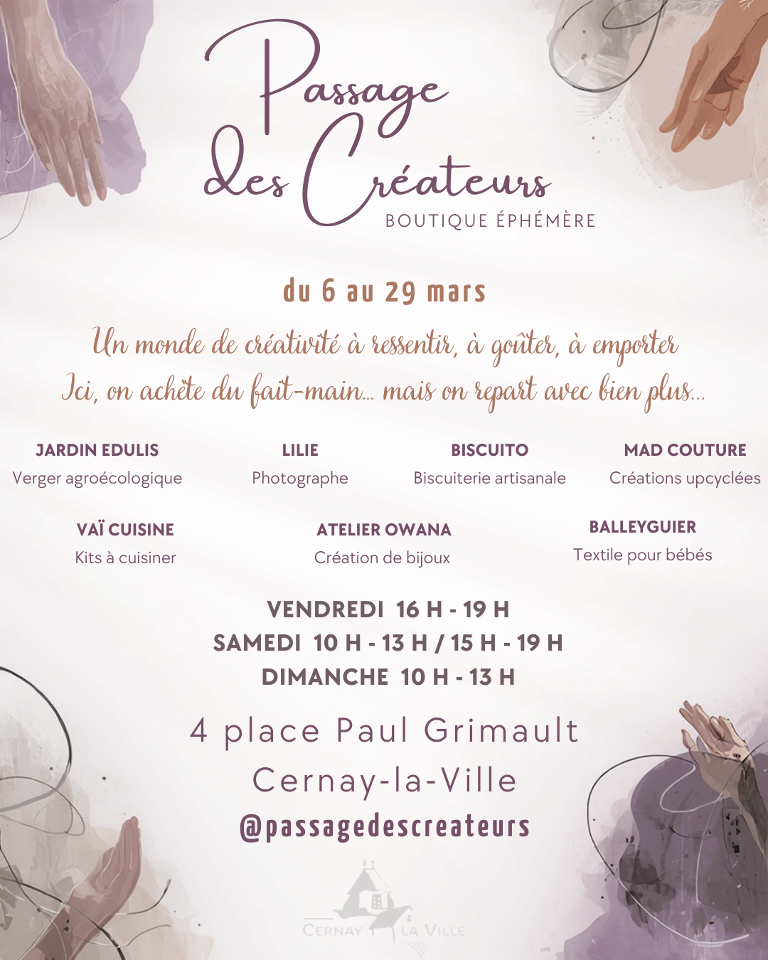  PASSAGE DE CRÉATEURS - Programmation de Mars 