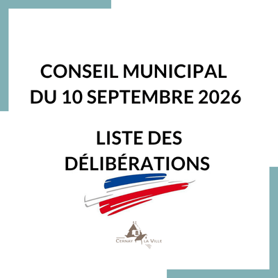 Liste des délibérations du 10 septembre 2026