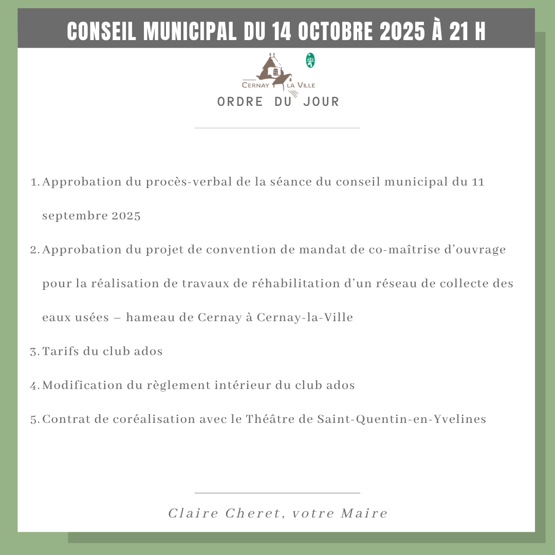 ODJ CONSEIL MUNICIPAL DU 14 octobre 2025