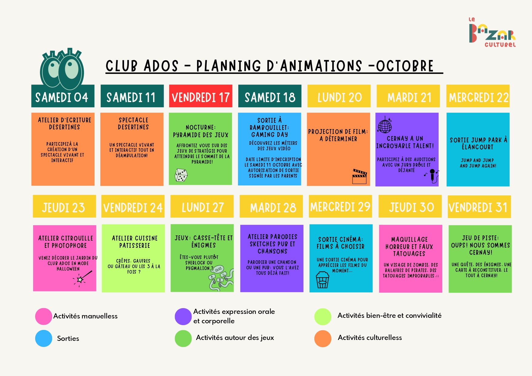 Club Ados – Spécial Vacances de la Toussaint 