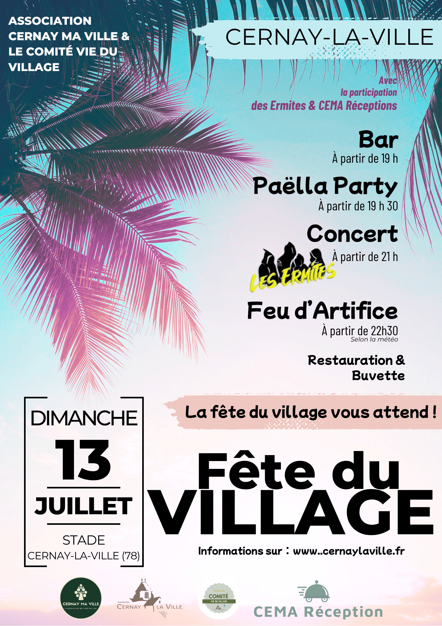Venez célébrer la fête nationale et la fête du village dimanche 13 juillet à partir de 19 h au Stade !.